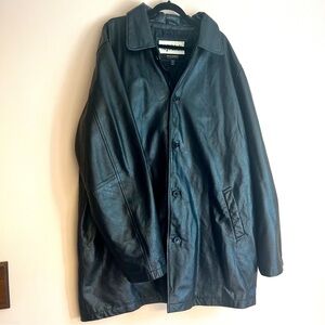 M. Julian Vintage Men's Classic Black Leather Jacket Trench Coat Matrix XXLT